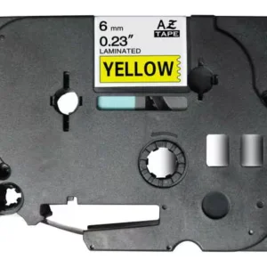 Fita Laminada Compatível Brother TZE-611 - 6mm x 8 metros Preto/Amarelo