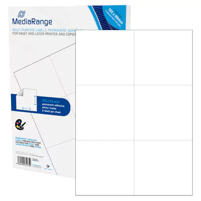 Etiquetas Adesivas Permanentes Mediarange - 105 x 99mm (300 un)