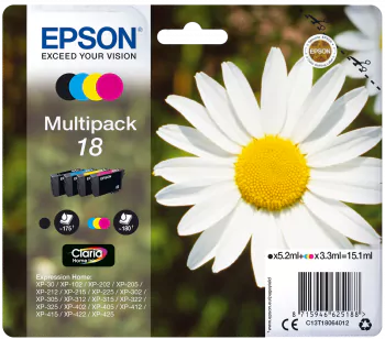 Conjunto 4 Tinteiros Epson 18 Original Série Margarida (C13T18064012)