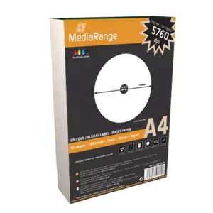 Etiquetas Mediarange para CD/DVD/Bluray GLOSSY 15-118mm (Pack 100 Folhas)