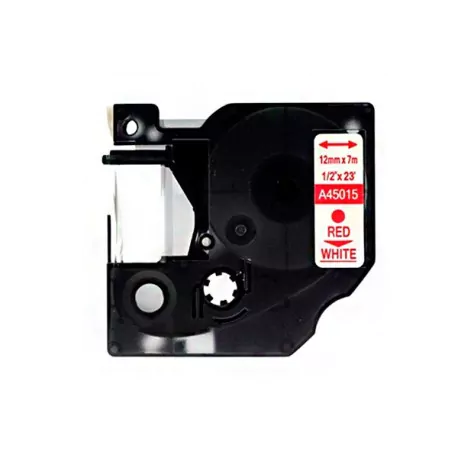 Fita Compatível Dymo D1 45015 - 12mm x 7 metros Vermelho/Branco S0720550