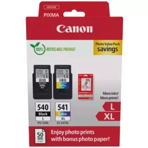 Conjunto 2 Tinteiros Canon PG-540L + CL-541XL Original + 50 Folhas