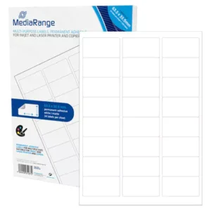 Etiquetas Adesivas Permanentes Mediarange - 63.5 x 33.9mm (1.200 un)